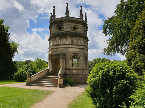 View of the ancient Octagon Tower at Studley Royal, Ripon, North Yorkshire