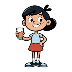 Beautiful Girl with Milk Glass Cartoon Character vector
