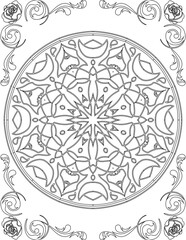 Printable Mandala Coloring Page for Adults. Educational Resources for School for Kids. Adults Coloring Book. Mandala Coloring Activity Worksheet.