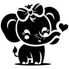 Baby Elephant Vector Illustrations for Girl and Boy Baby Shower, Cute Nursery Animal Art