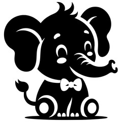 Baby Elephant Vector Illustrations for Girl and Boy Baby Shower, Cute Nursery Animal Art