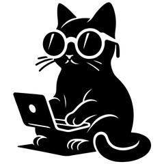 Funny Cat Vector Illustration Featuring a Cute Cat Wearing Sunglasses and Playful Kitten Designs