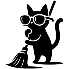Funny Cat Vector Illustration Featuring a Cute Cat Wearing Sunglasses and Playful Kitten Designs