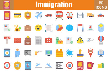 Immigration Icons Set.Web and mobile icons.Vector illustration