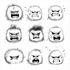 Cartoon Monster Characters in Anime and Scandinavian Tattoo Art Style