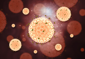 HIV virus on abstract background. 3d illustration..
