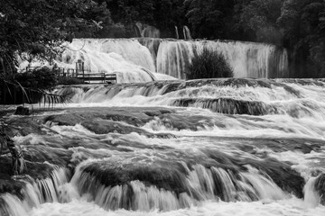 Beautiful landscape of a waterfall in a jungle