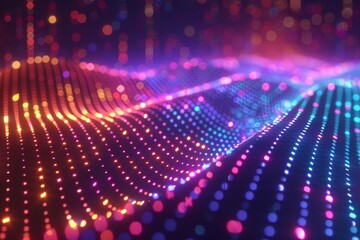 Obraz premium A colorful, abstract wave pattern with many dots