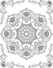 Printable Mandala Coloring Page for Adults. Educational Resources for School for Kids. Adults Coloring Book. Mandala Coloring Activity Worksheet.