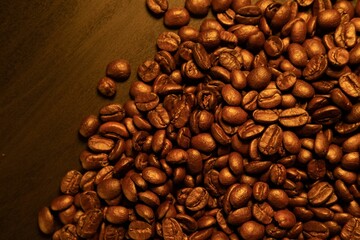 Close-up shot of coffee beans, perfect for pattern