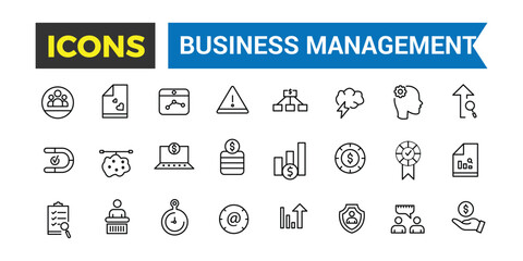 Business Management Icon Collection. Outline icons collection.