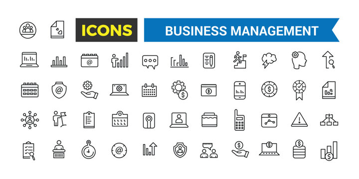 Business Management Icon Collection. Outline icons collection.