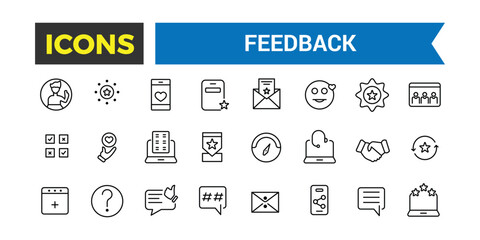 Feedback Outline Icon Collection. Web and UI icons set.