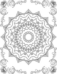 Printable Mandala Coloring Page for Adults. Educational Resources for School for Kids. Adults Coloring Book. Mandala Coloring Activity Worksheet.