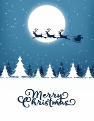 Digital render of a beautiful Christmas greetings background with Santa's reindeer sled