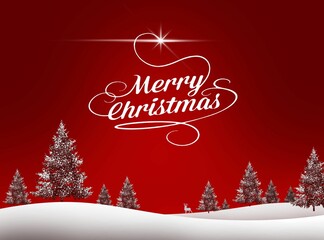 Digital render of a beautiful Christmas greetings background with Christmas trees © Wirestock