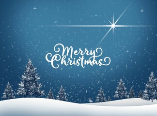 Digital render of a beautiful Christmas greetings background with Christmas trees © Wirestock
