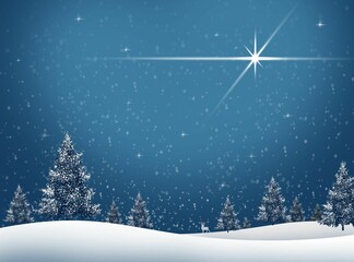 Digital render of a beautiful Christmas greetings background with Christmas trees © Wirestock