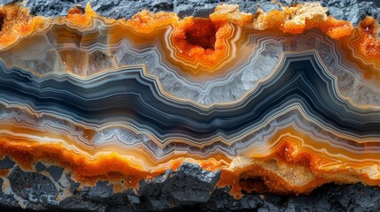 Stunning Close-Up of Multicolored Agate Rock Layers Showcasing Nature's Artistry