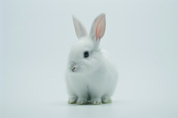 Fototapeta premium Cute white rabbit isolated on White background