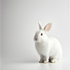 Cute white rabbit isolated on White background