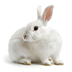 Cute white rabbit isolated on White background