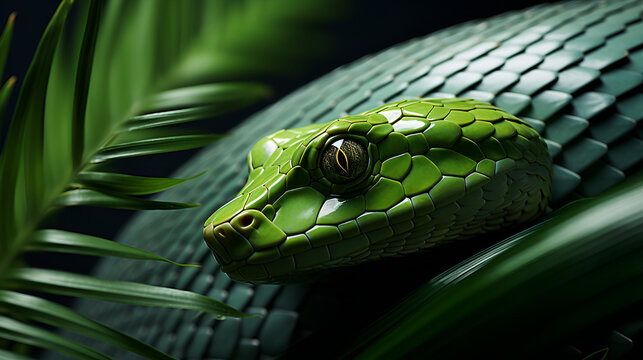 green snake in the grass