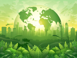 green city on earth, World environment and sustainable development concept