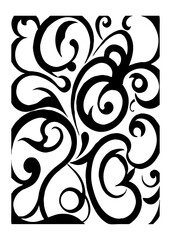 Fototapeta premium Botanical black and white pattern. Abstract plant shapes. Minimalist illustration for printing on wall decorations, for use in graphics, for tattoos. Generated by Ai