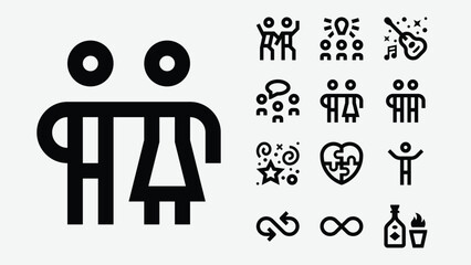 Friendship Day Line Icons