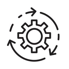 Arrow Gear Process Line Icon
