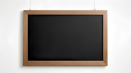 Black blackboard on the white wall with blank free empty space for text, media and advertise