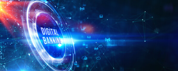 Digital bank. Online banking and transaction concept.  3d illustration