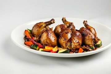 Ancho Chile Honey Basted Quail with Perfectly Cooked Vegetables