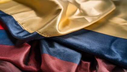 Fototapeta premium Fabric and Wavy Flag of Colombia