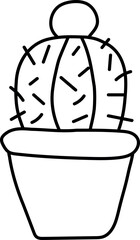 Minimalist Cactus: Hand-Drawn Outline Vector Illustration