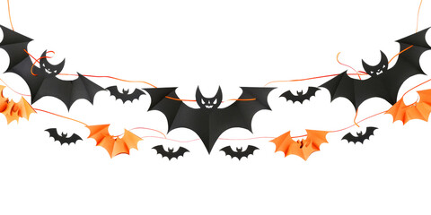 Halloween festive garland of bats isolated on a white background. Getting ready for a Halloween party. Celebrate a fun Halloween in the fall. - Powered by Adobe