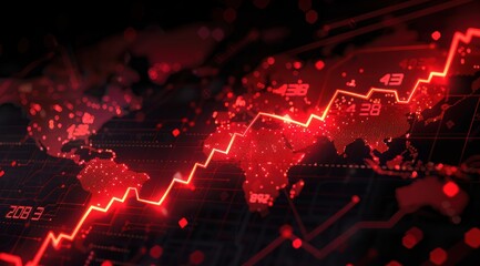 A red line on a black background with numbers and letters