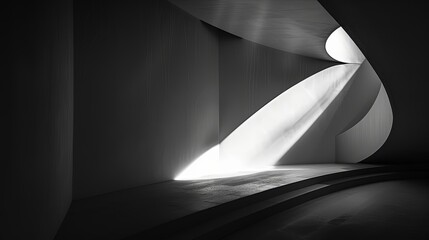extreme contrast of light and shadow in a dark room with a white wall