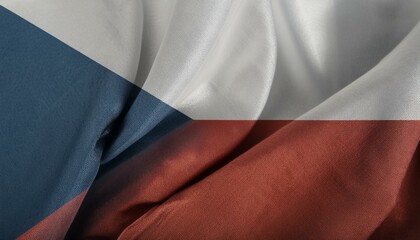 Fabric and Wavy Flag of Czechia (Czech) (Czech Republic)