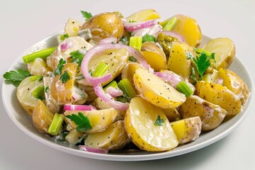Creamy Homemade American-Style Potato Salad with Fresh Veggies