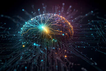 Fototapeta premium Neural circuit and electronic cyber brain in a computing system
