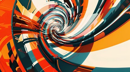 fantastic perspective distortions of a multicolored design