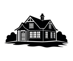 illustration of a silhouette  house with a roof