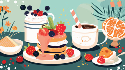 Composition with tasty breakfast for Mothers Day Vector