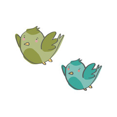 Adorable vector illustration of two cartoon birds on a white background