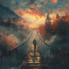 real man crossing bridge to heaven beauty