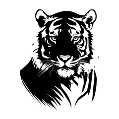 Detailed and vivid illustration of a tiger against a stark white background
