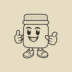 Design Cartoon Illustration Mascot Jar Retro. Design character cute jar. A happy jar. vintage retro character. part 2!