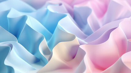 Obraz premium Motion background with smooth 3d wave shapes, light matte pastel palette. business aesthetic concept. Generative AI